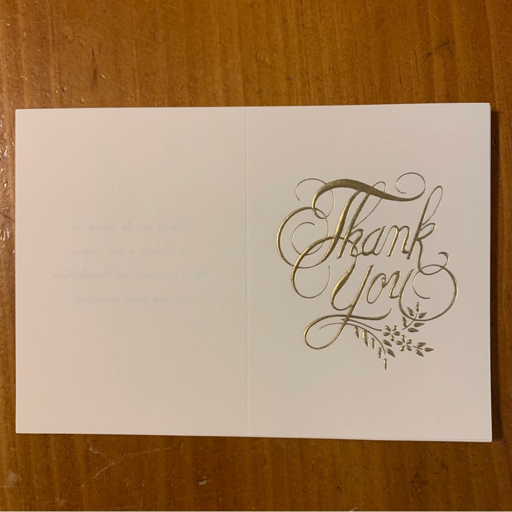 Lot of 16 Thank You Cards Notes Envelopes Cream Gold
